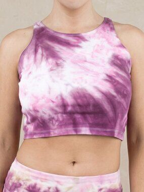 Dusty Rose Tie Dye Crop Top | Pink & White Hand-Dyed Cotton Yoga Cropped Shirt